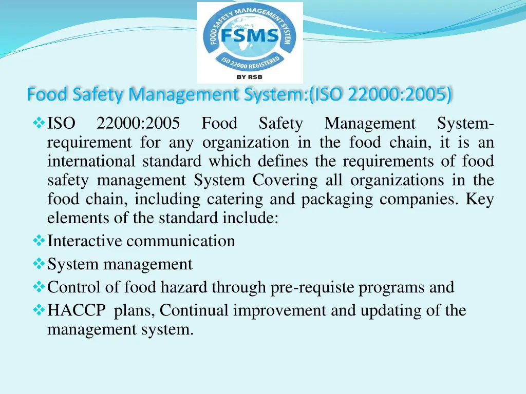food safety management system iso 22000 2005
