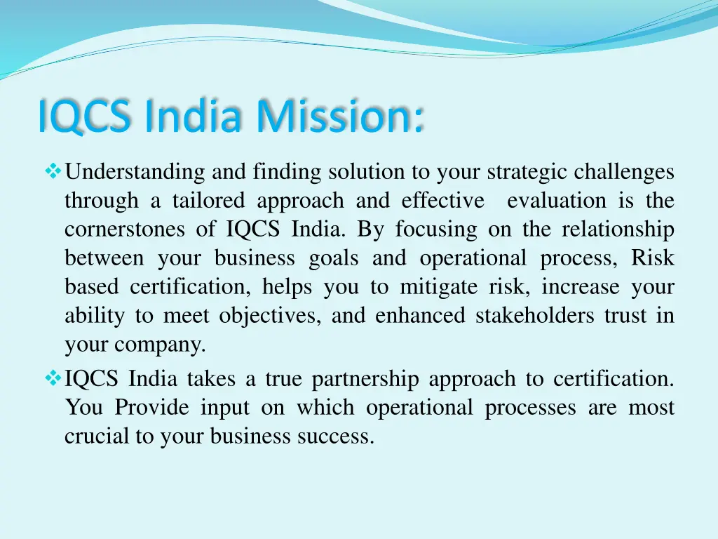 iqcs india mission