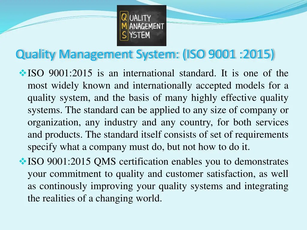 quality management system iso 9001 2015