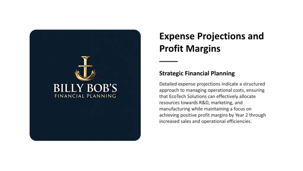 expense projections and profit margins