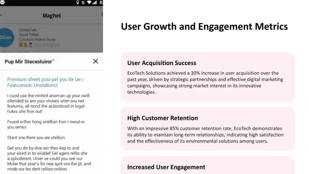 user growth and engagement metrics