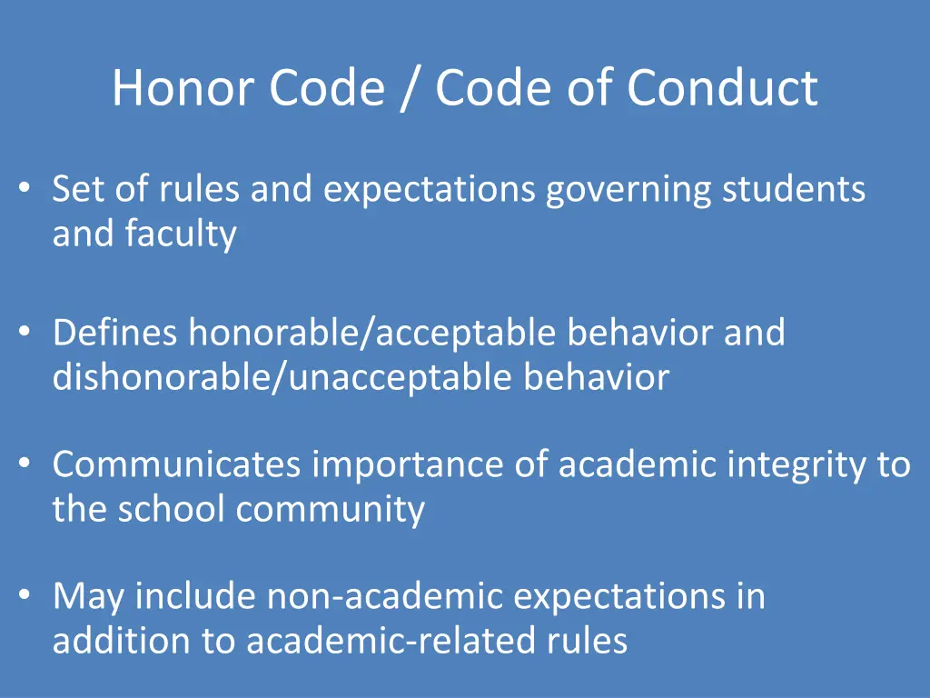 honor code code of conduct