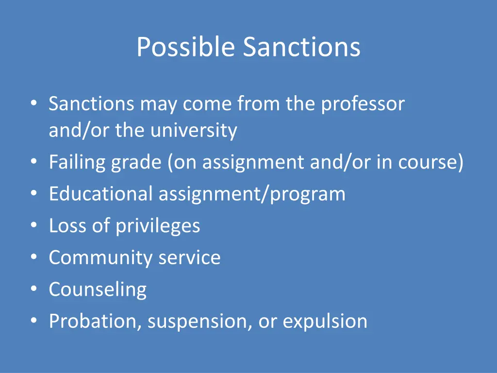 possible sanctions