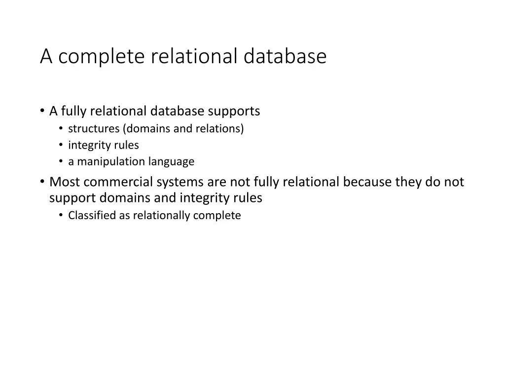 a complete relational database