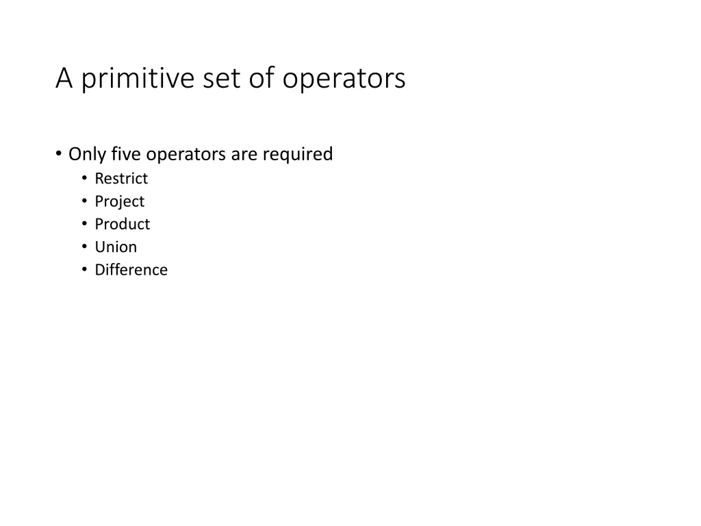 a primitive set of operators