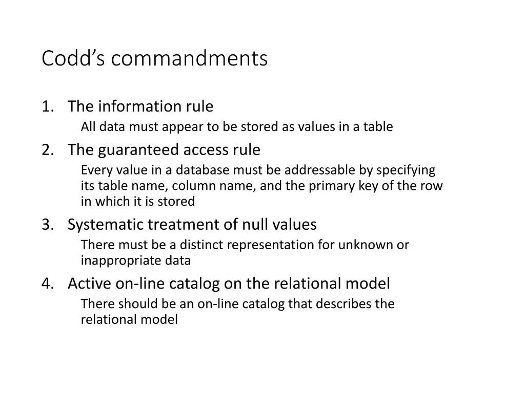 codd s commandments