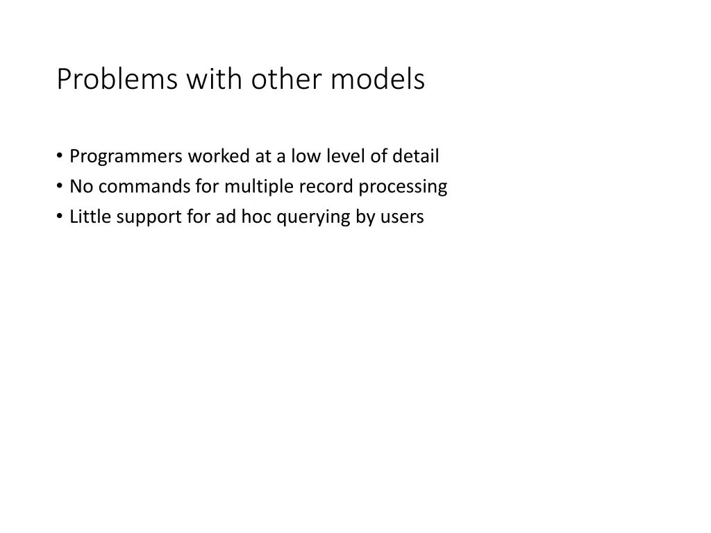 problems with other models