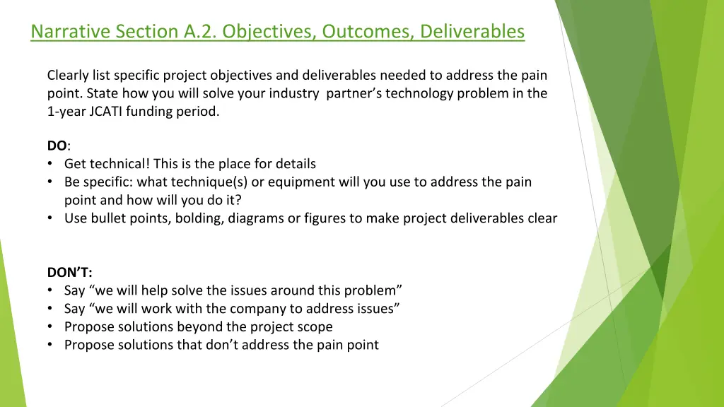 narrative section a 2 objectives outcomes