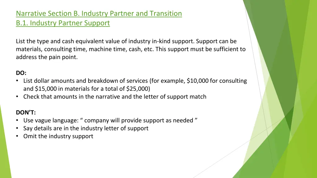narrative section b industry partner