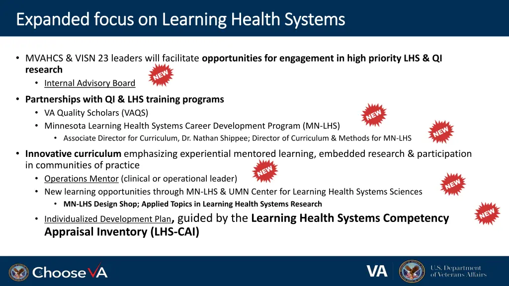 expanded focus on learning health systems