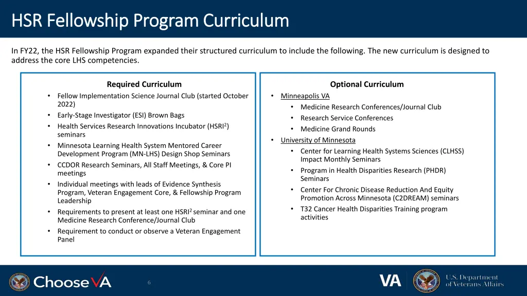 hsr fellowship program curriculum hsr fellowship