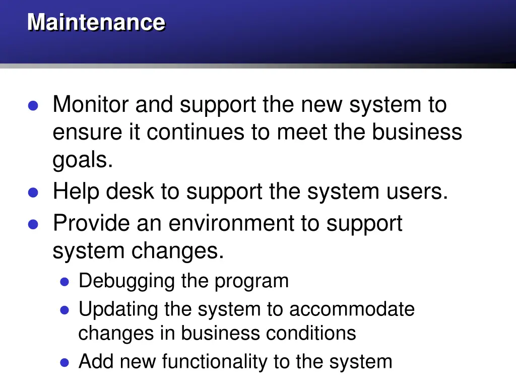 maintenance