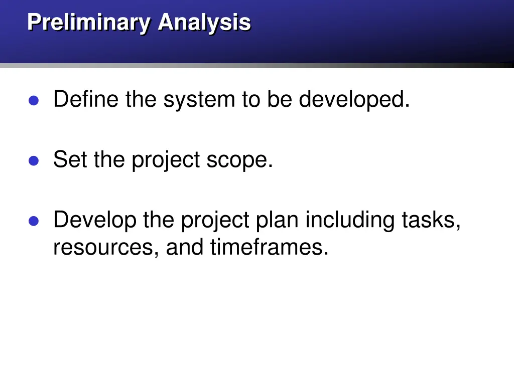 preliminary analysis