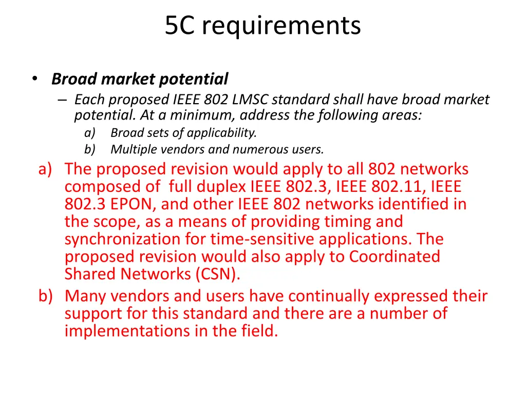 5c requirements