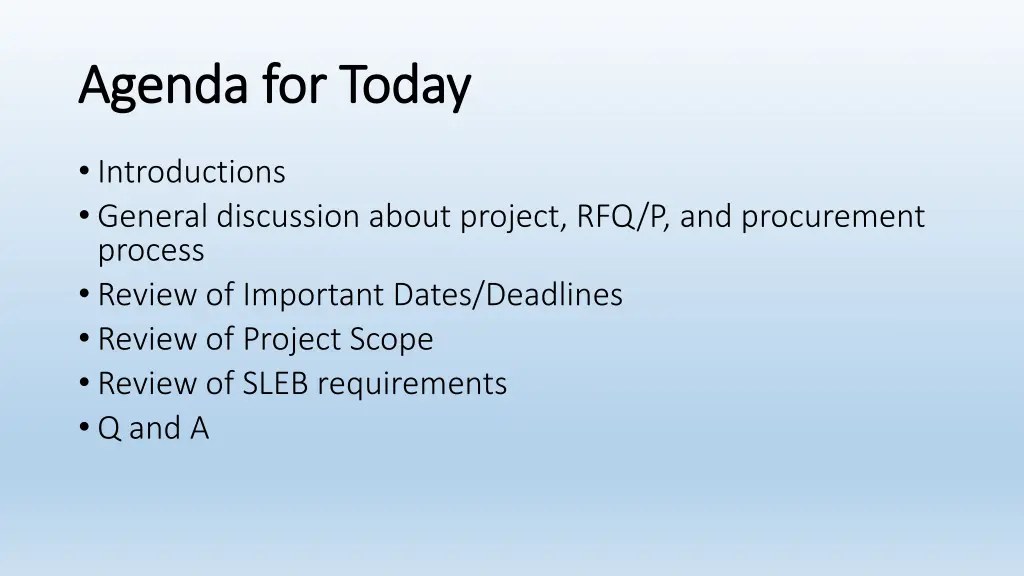 agenda for today agenda for today