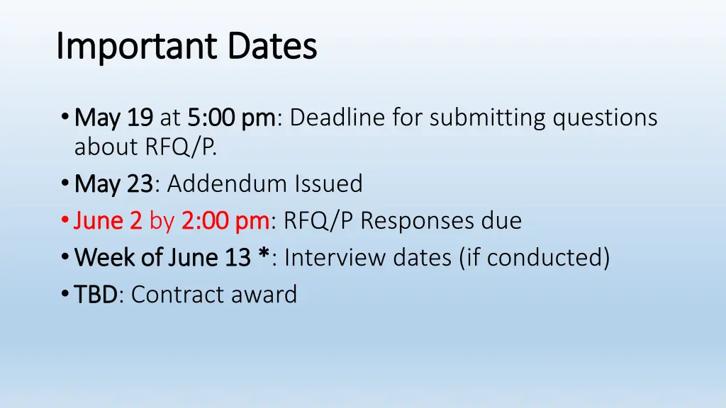 important dates important dates