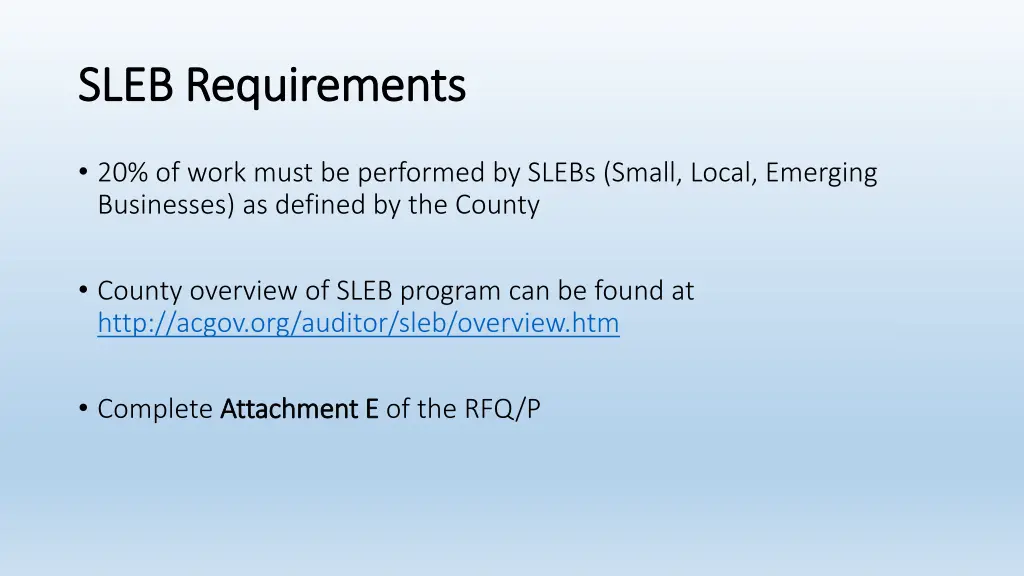 sleb requirements sleb requirements