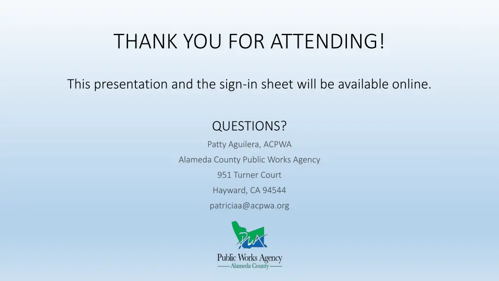 thank you for attending