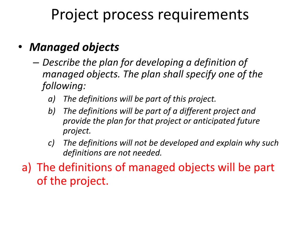 project process requirements