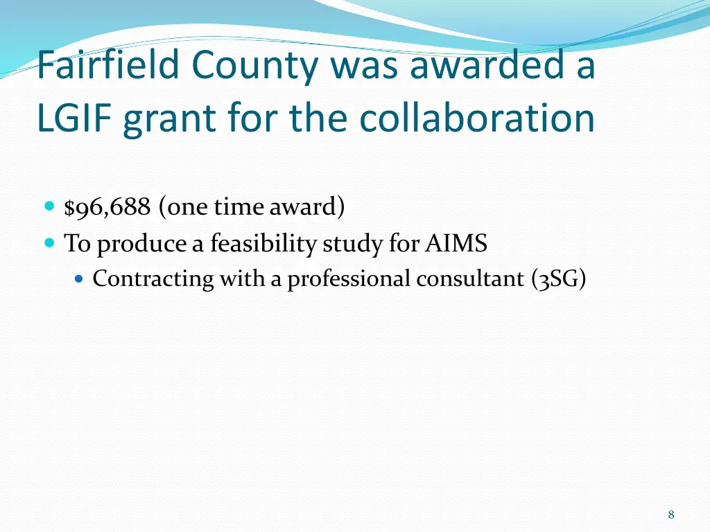 fairfield county was awarded a lgif grant