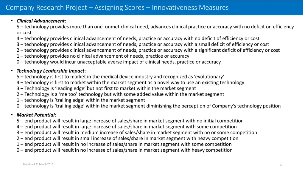 company research project assigning scores 1