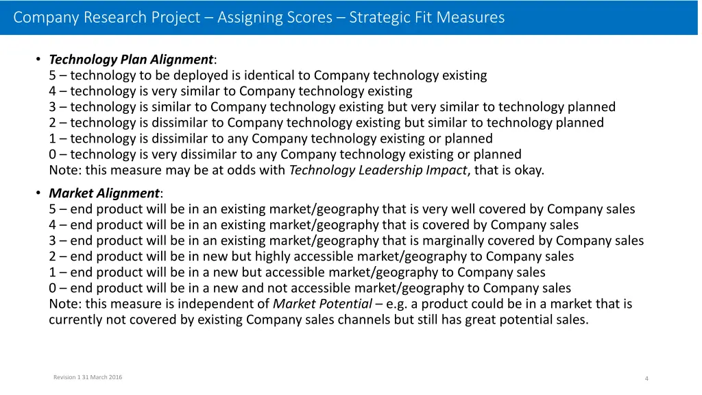 company research project assigning scores