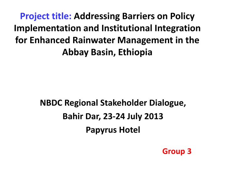 project title addressing barriers on policy