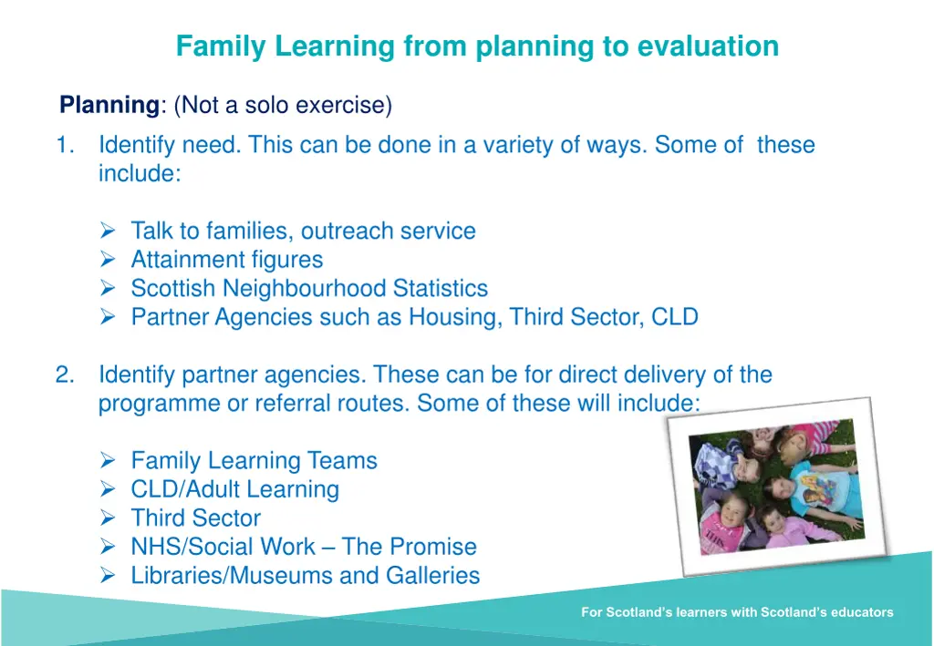 family learning from planning to evaluation