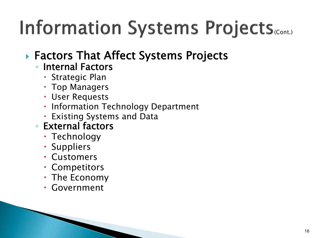 factors that affect systems projects internal