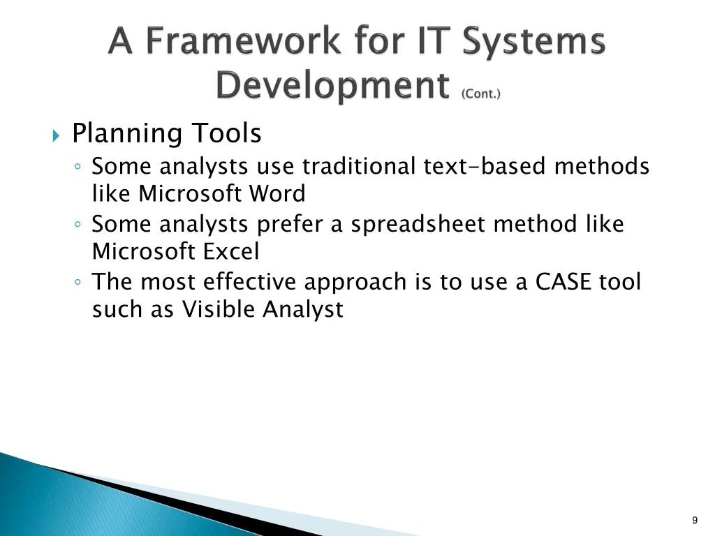 planning tools some analysts use traditional text