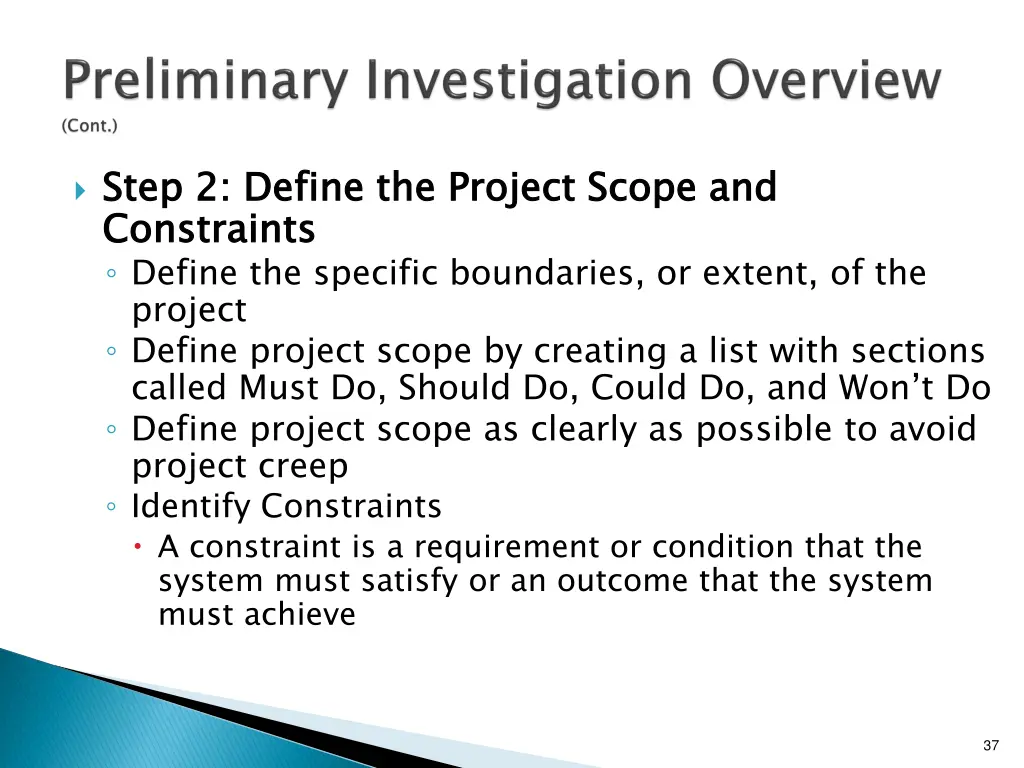 step 2 constraints define the specific boundaries