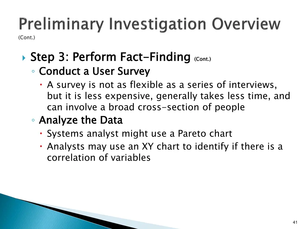 step 3 perform fact conduct a user survey