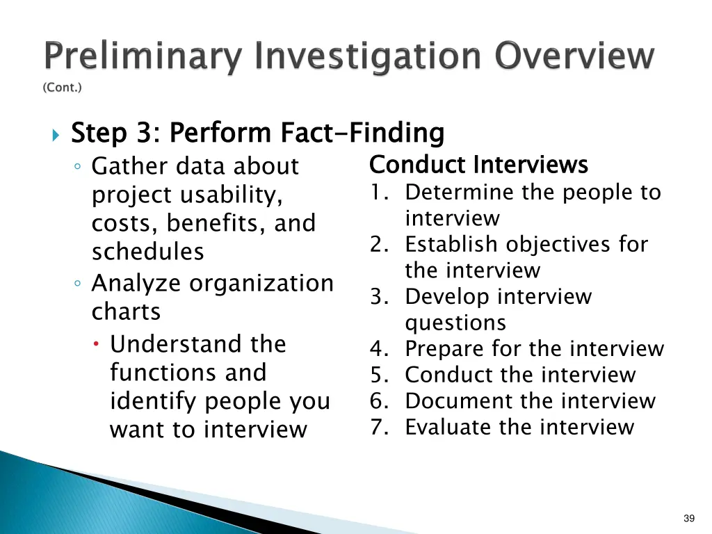 step 3 perform fact gather data about project