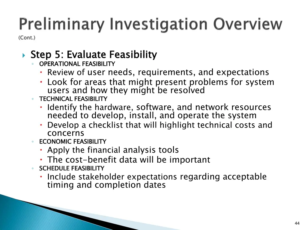 step 5 evaluate feasibility operational
