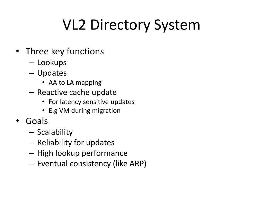 vl2 directory system