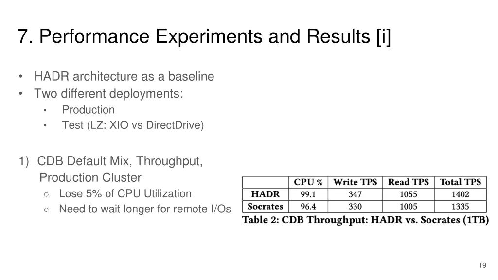 7 performance experiments and results i