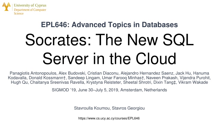 epl646 advanced topics in databases socrates