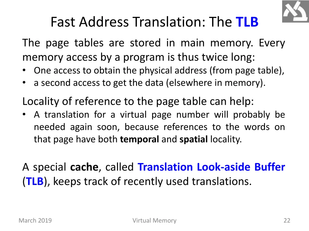 fast address translation the tlb