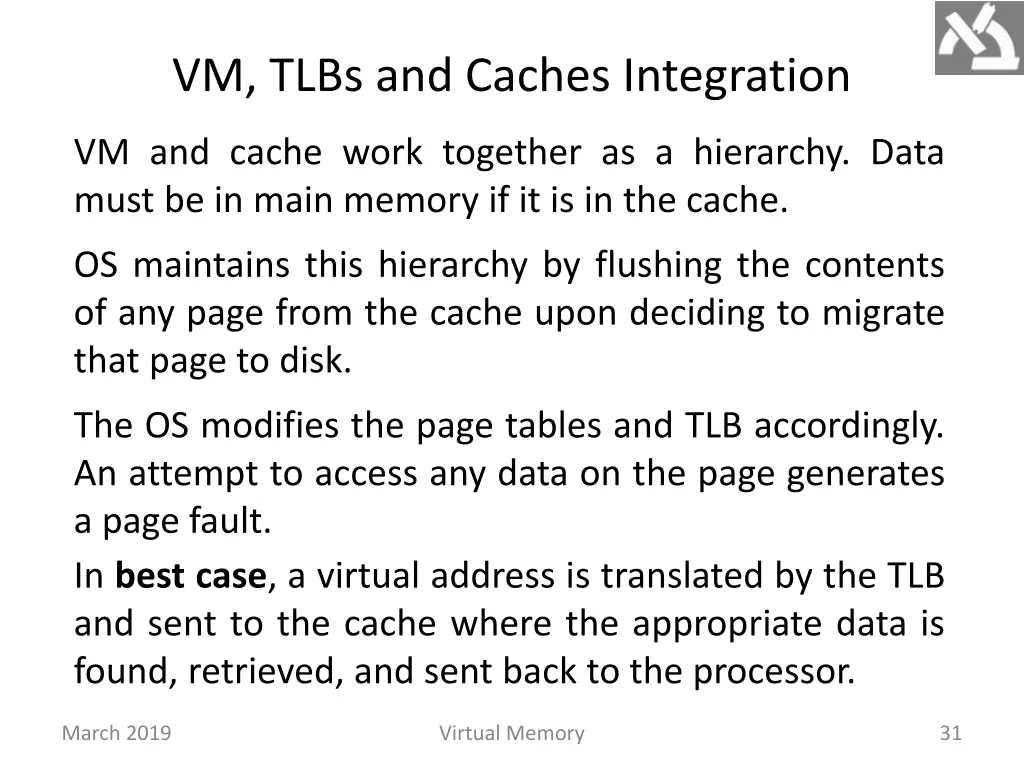 vm tlbs and caches integration