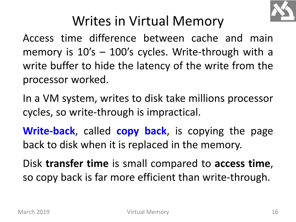 writes in virtual memory access time difference