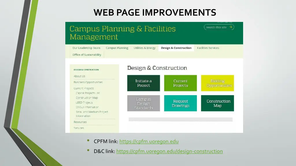 web page improvements