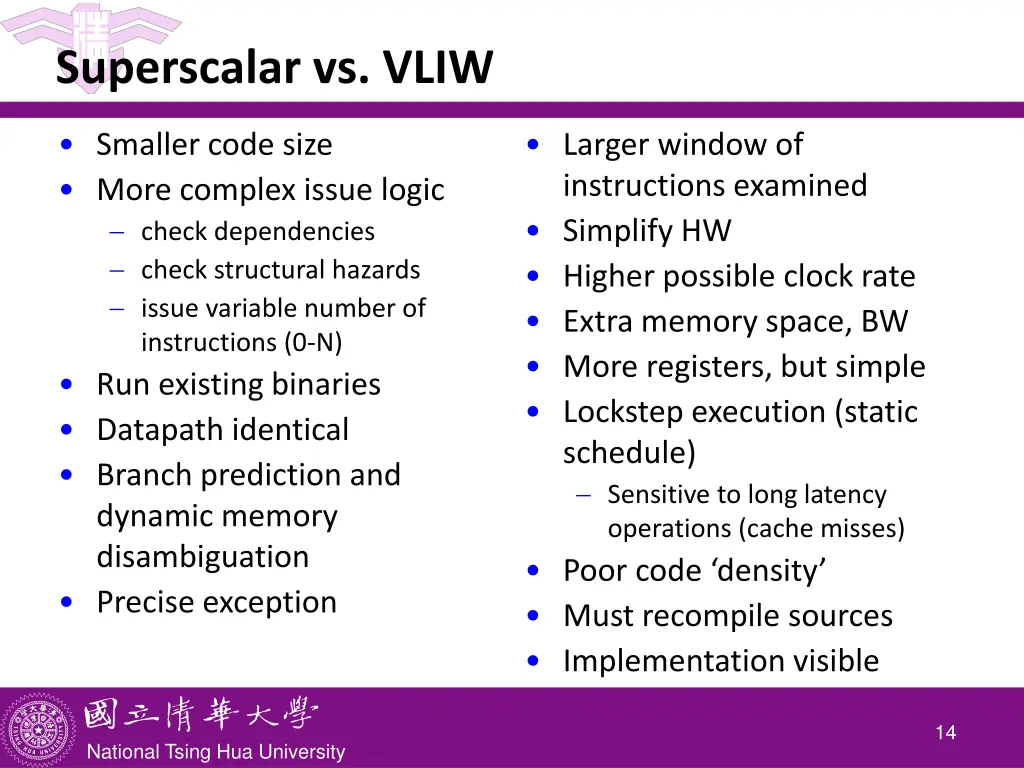 superscalar vs vliw
