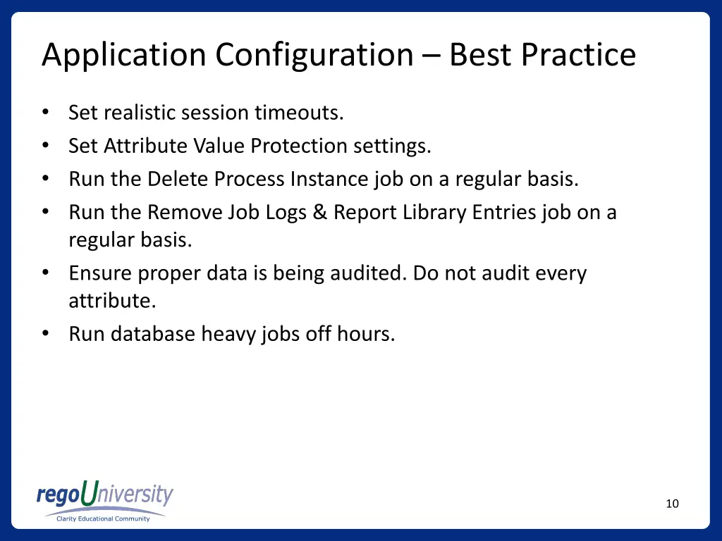 application configuration best practice