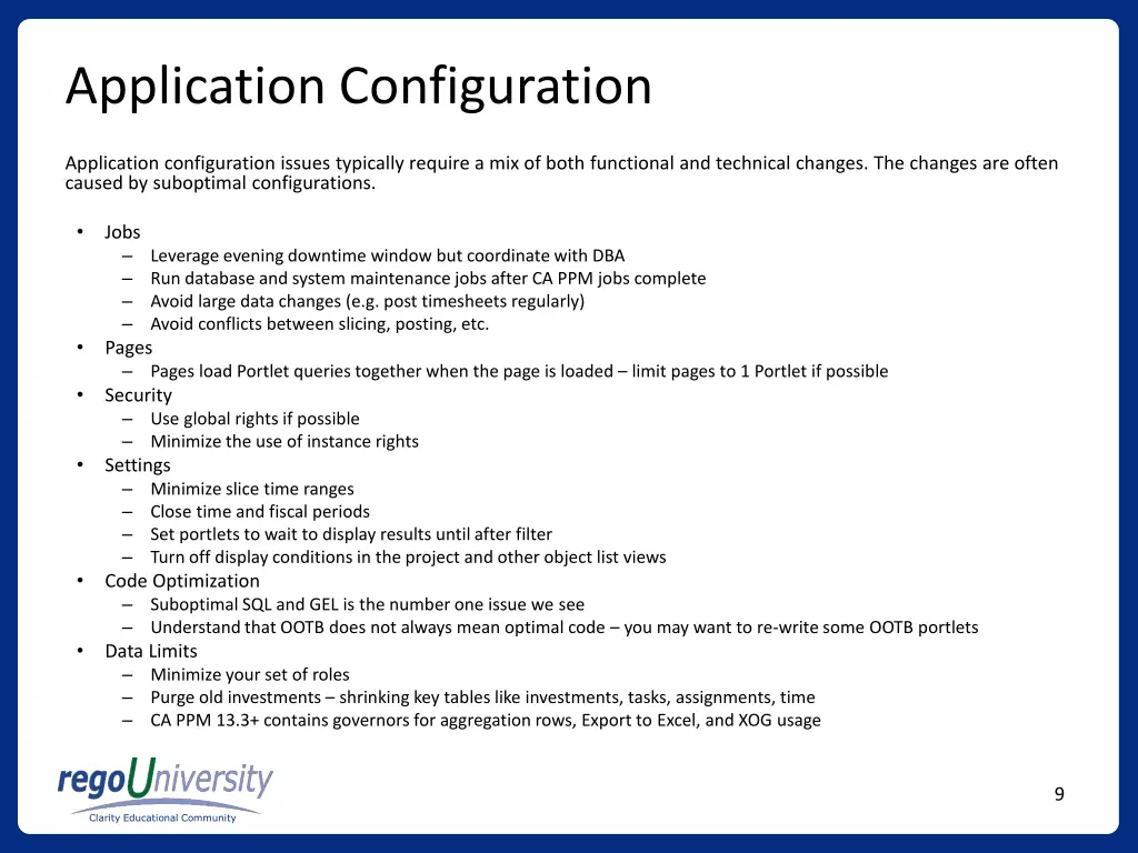 application configuration