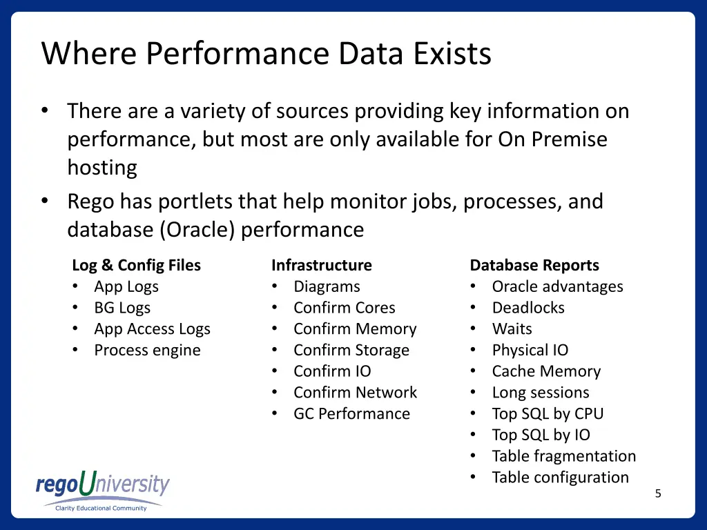 where performance data exists
