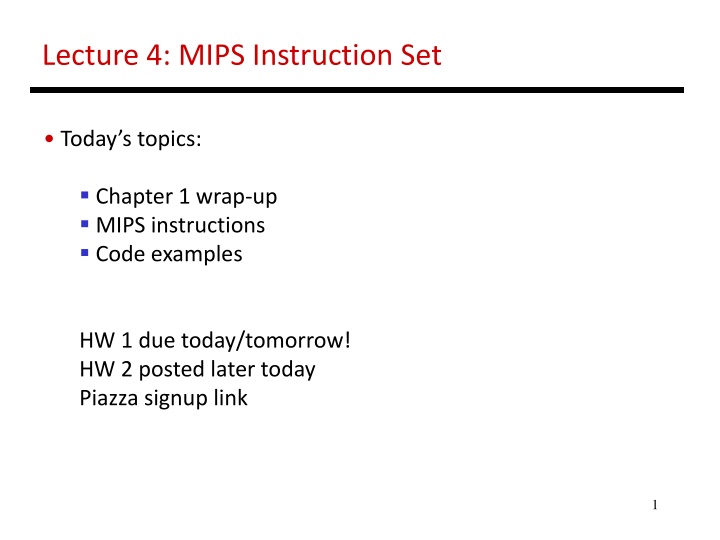 lecture 4 mips instruction set
