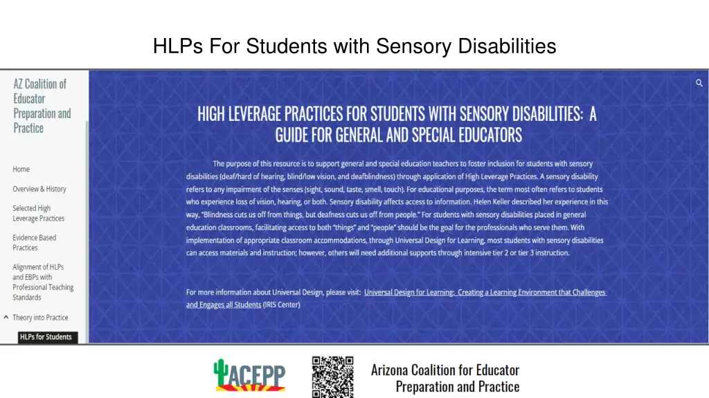 hlps for students with sensory disabilities