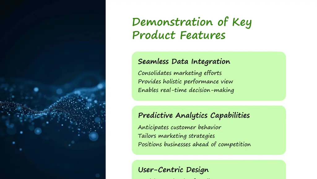 demonstration of key product features