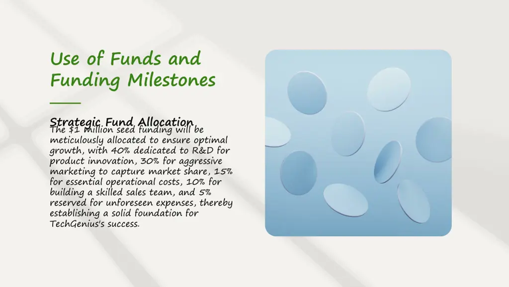 use of funds and funding milestones