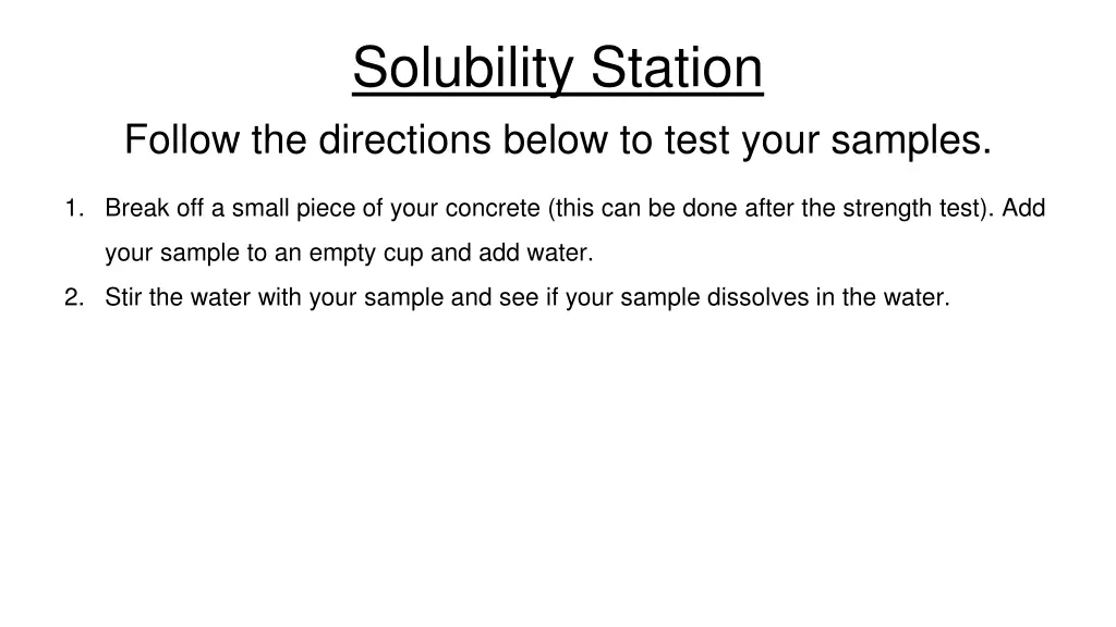 solubility station